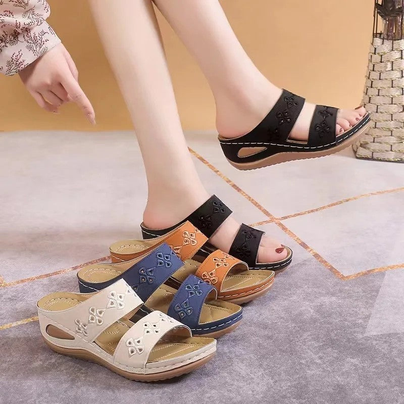 Lunira Embroidered Comfort Slide Sandals
