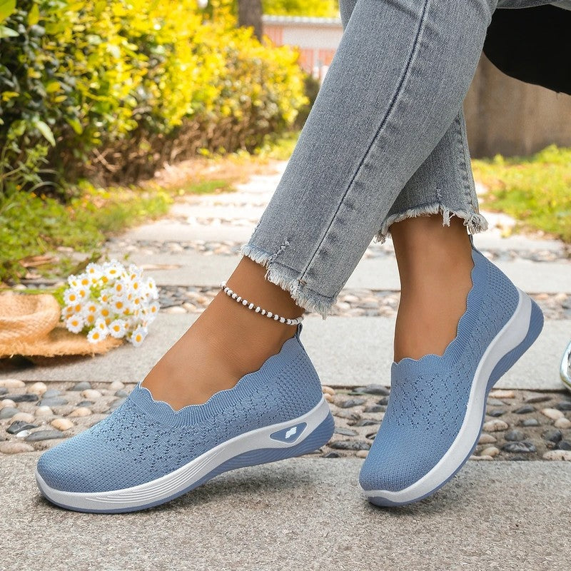 Lurena Scalloped Knit Slip-On Sneakers
