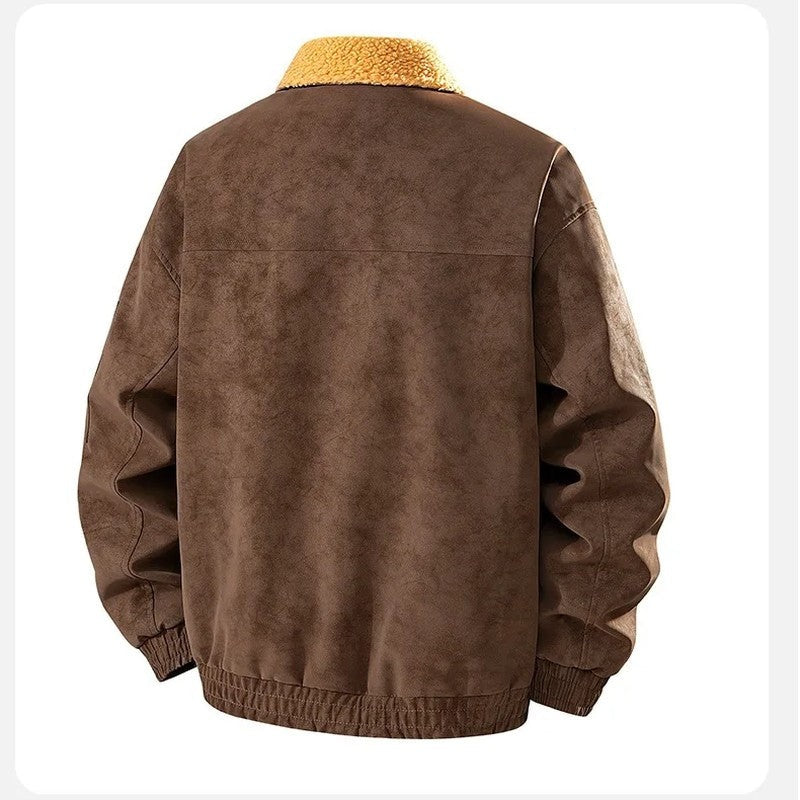 Ravelle Shearling Collar Relaxed Aviator Jacket