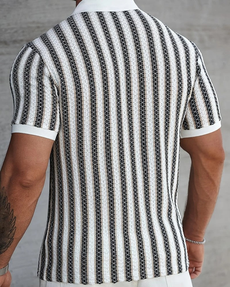 Rovico Textured Retro Knit Polo Shirt