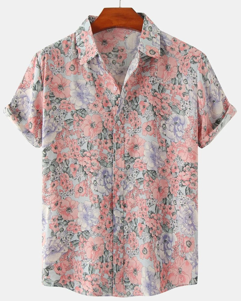 Vassio Floral Print Relaxed Button-Up Shirt