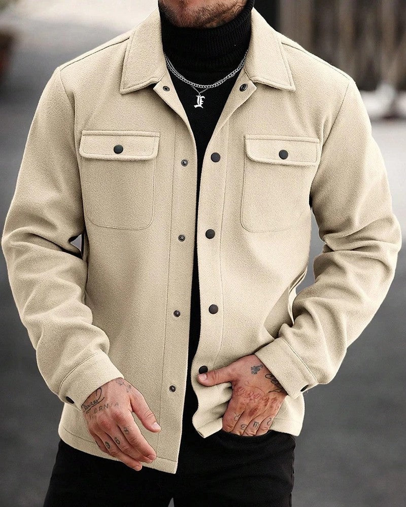 Veslin Brushed Wool Snap Shirt Jacket