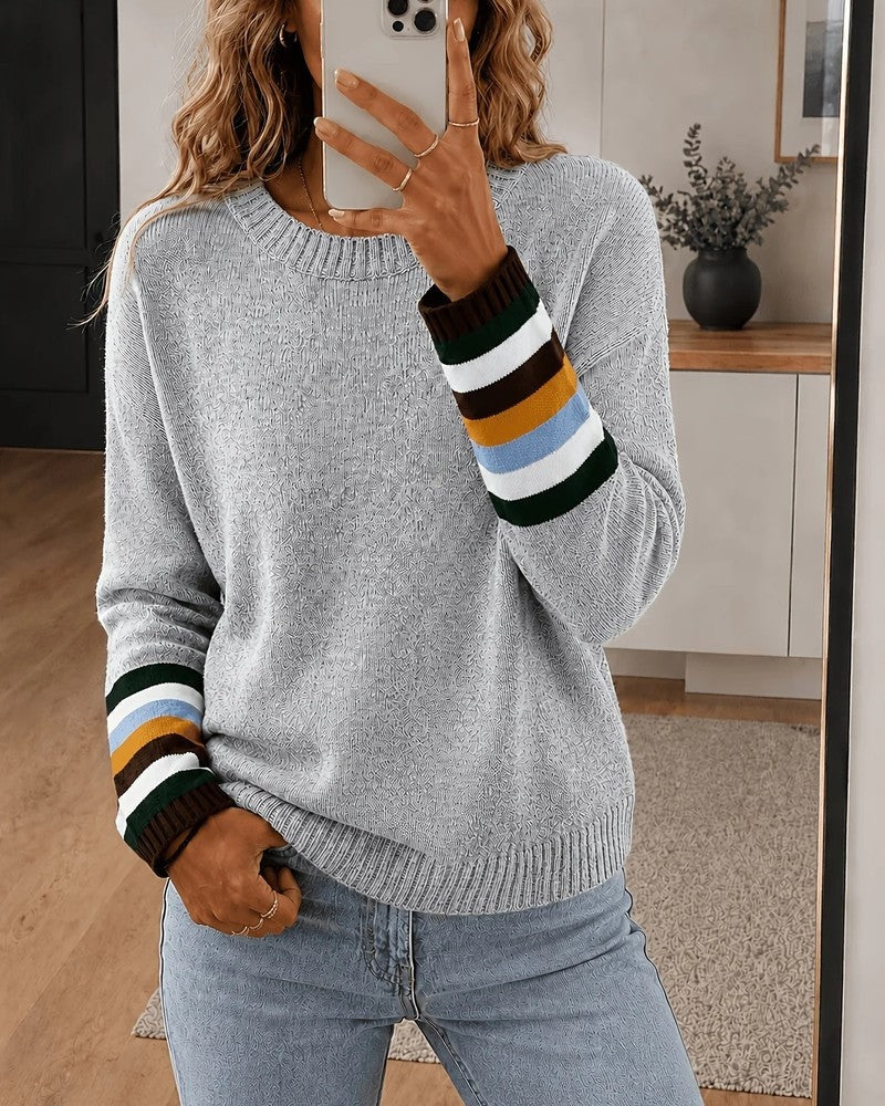 Agnes Relaxed Stripe Cuff Knit Sweater