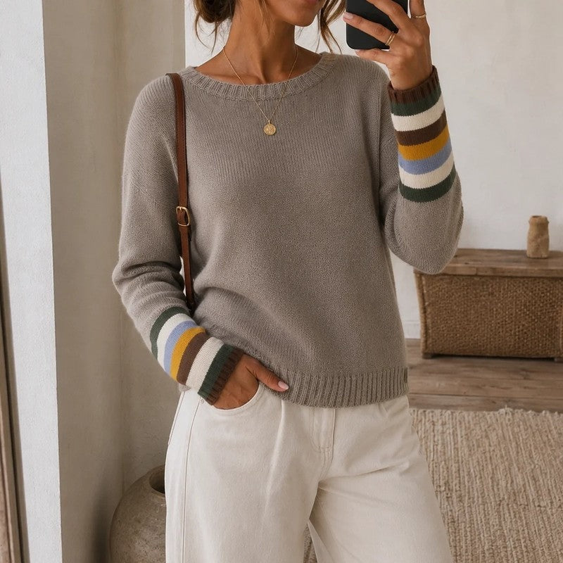 Agnes Relaxed Stripe Cuff Knit Sweater
