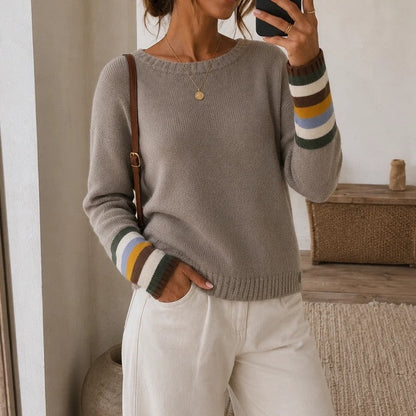 Agnes Relaxed Stripe Cuff Knit Sweater