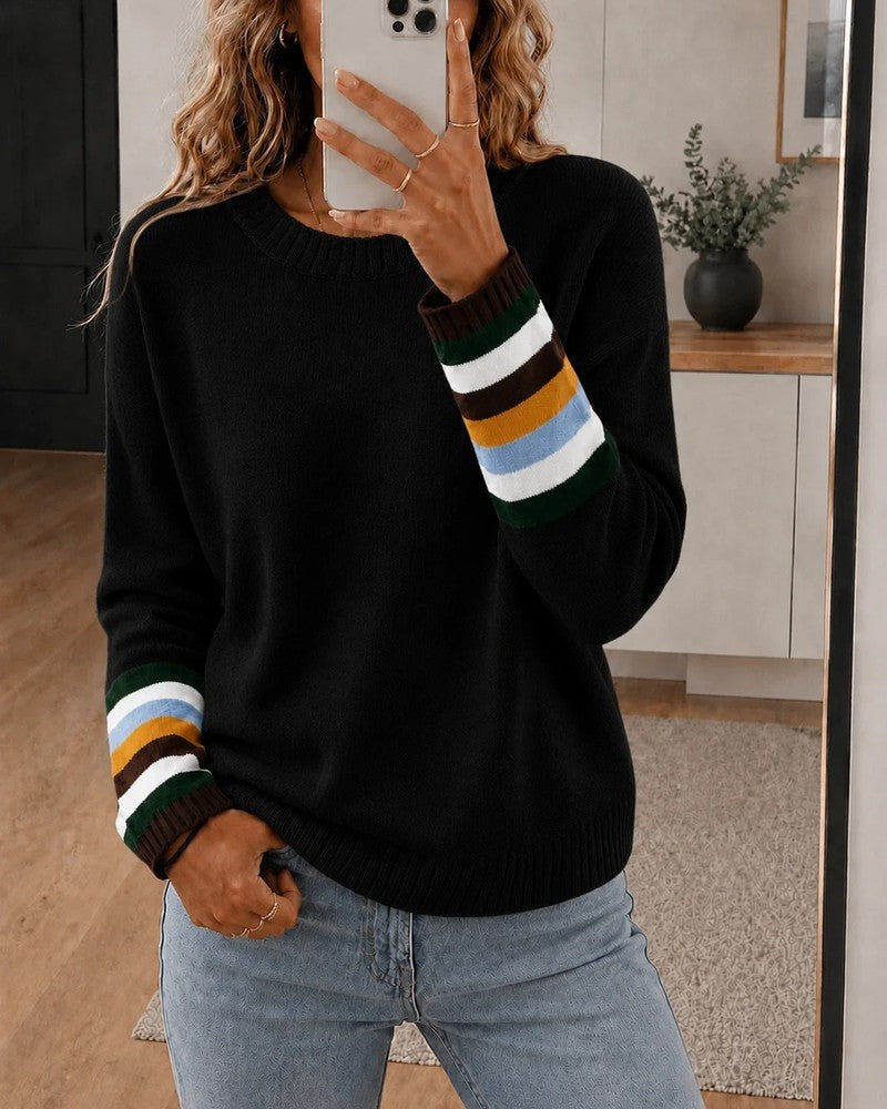 Agnes Relaxed Stripe Cuff Knit Sweater