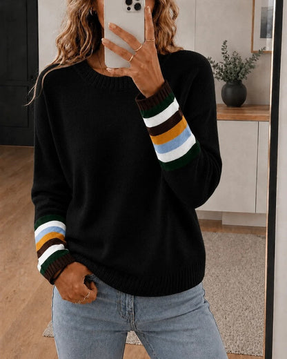 Agnes Relaxed Stripe Cuff Knit Sweater