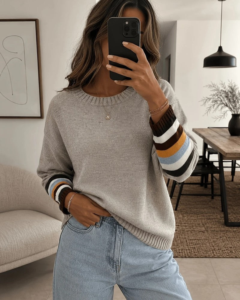 Agnes Relaxed Stripe Cuff Knit Sweater