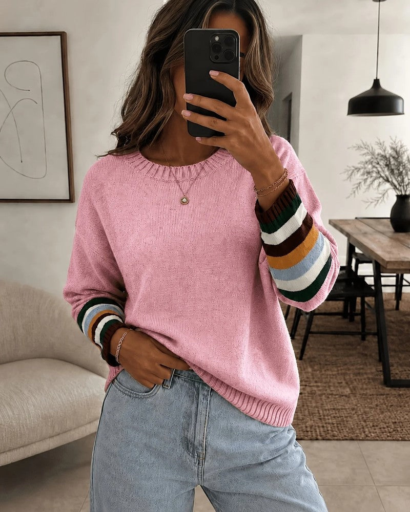 Agnes Relaxed Stripe Cuff Knit Sweater