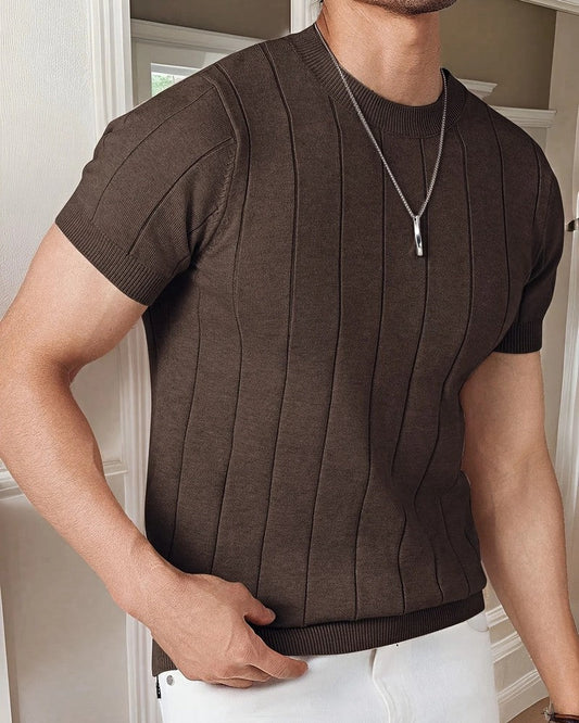 Alviro Textured Knit Short Sleeve Sweater