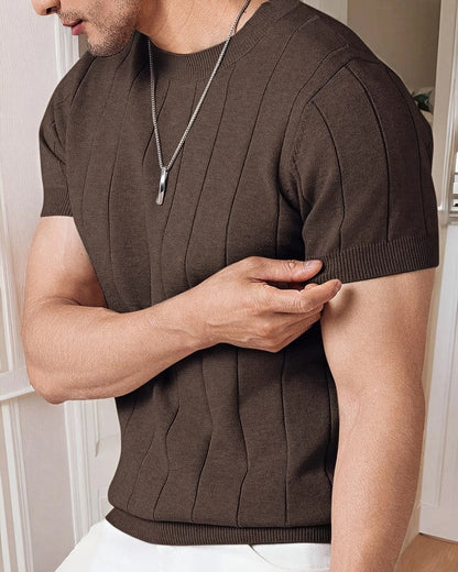 Alviro Textured Knit Short Sleeve Sweater