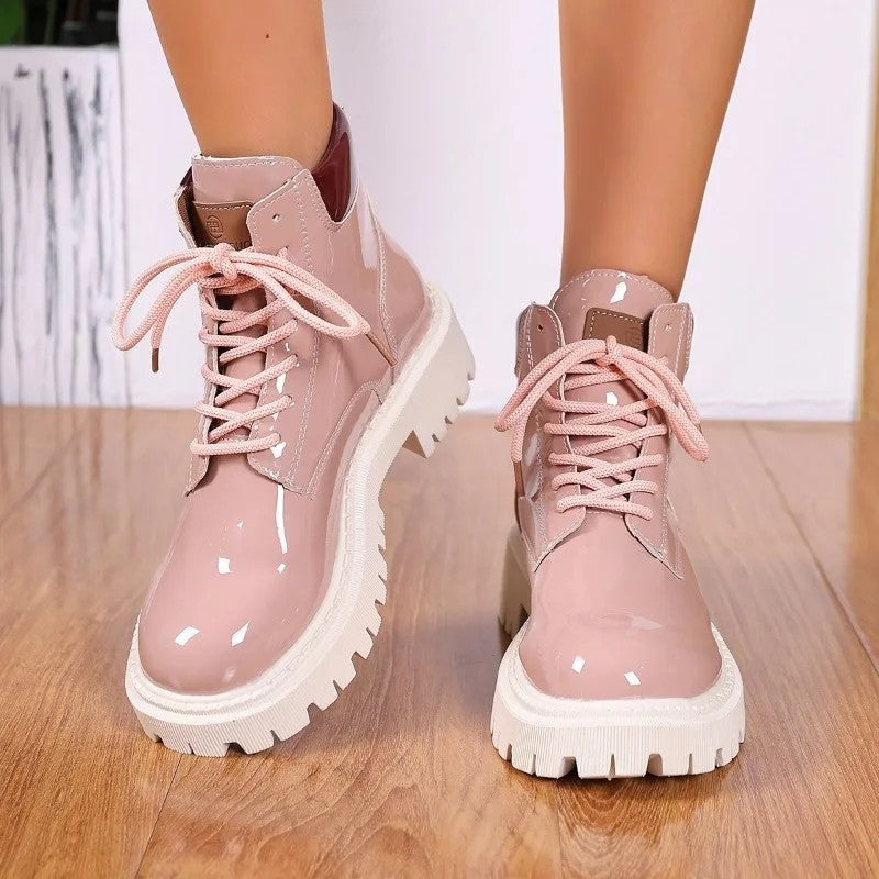 Anne Patent Chunky Lace-Up Ankle Boots