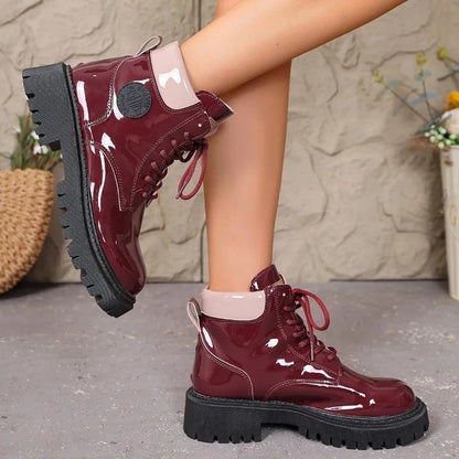 Anne Patent Chunky Lace-Up Ankle Boots