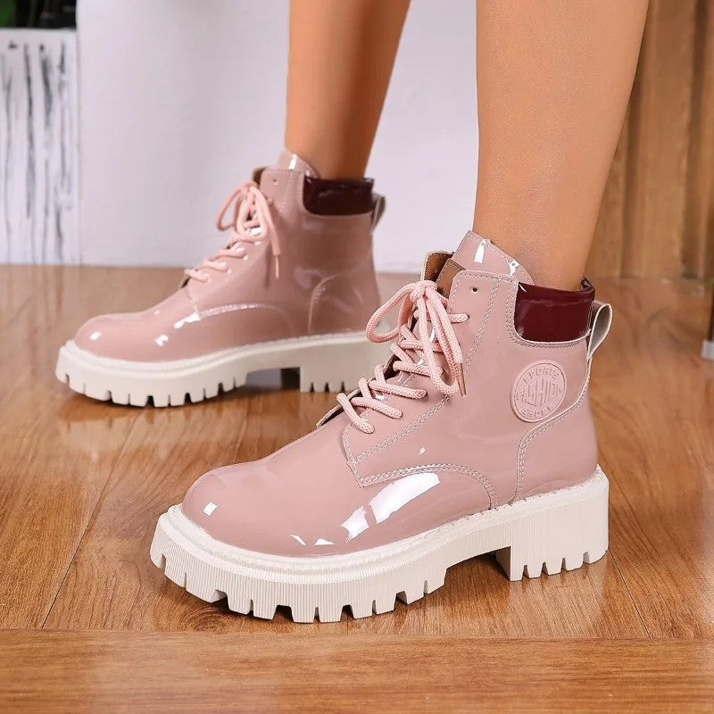Anne Patent Chunky Lace-Up Ankle Boots