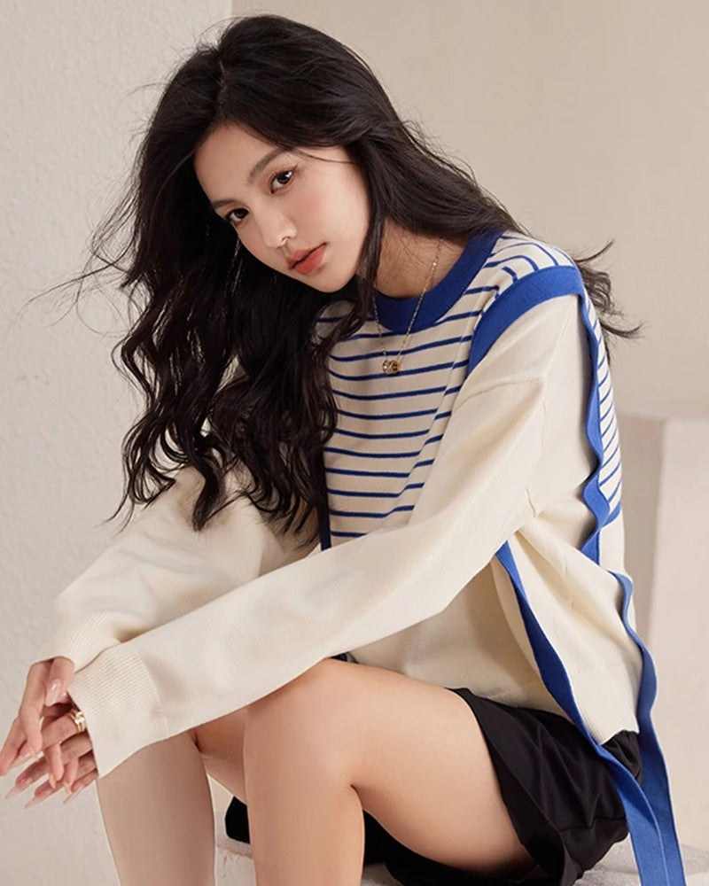 Beatriz Striped Knit Contrast Sweater