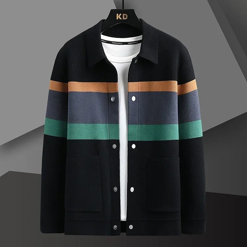 Plus Size Breslo Striped Knit Snap Jacket