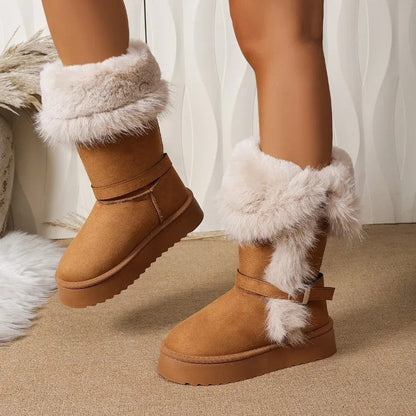 Camille Buckled Faux Fur Knee Boot