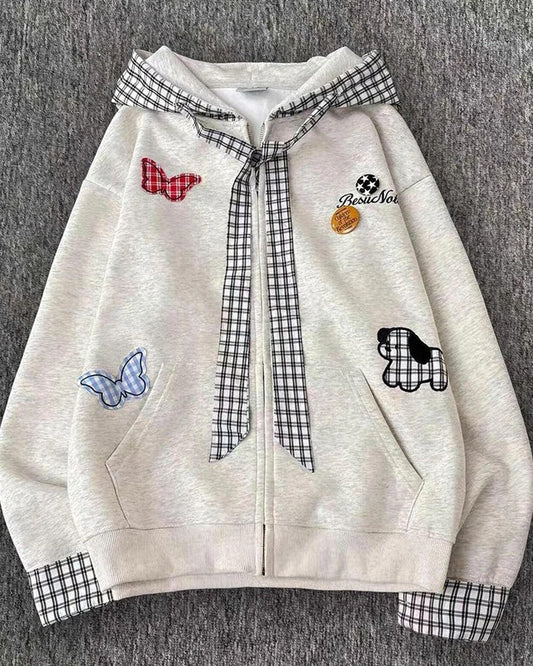 Carmen Plaid Patchwork Zip Hoodie