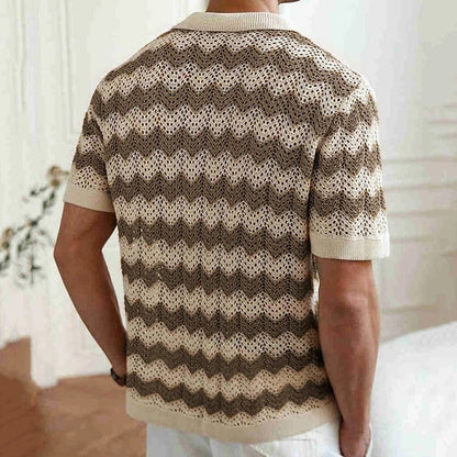 Cavino Crochet Knit Button-Up Shirt