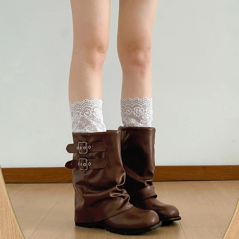 Claire Slouchy Double Buckle Mid-Calf Boots