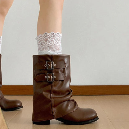 Claire Slouchy Double Buckle Mid-Calf Boots