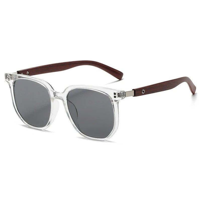 Corvian Square Wood Temple Sunglasses