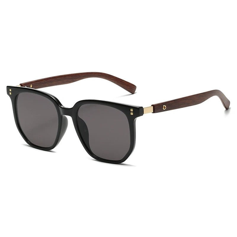 Corvian Square Wood Temple Sunglasses