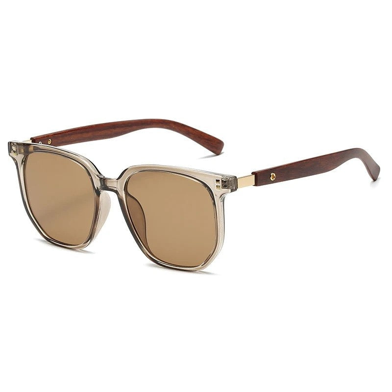 Corvian Square Wood Temple Sunglasses