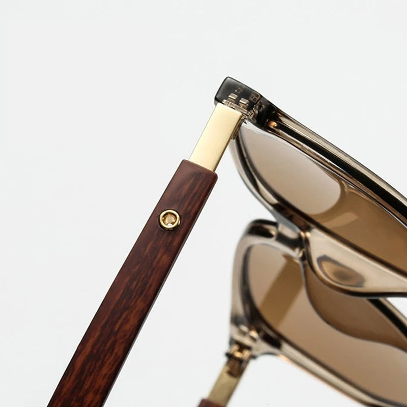 Corvian Square Wood Temple Sunglasses