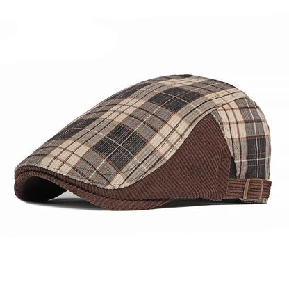 Corvin Plaid Corduroy Adjustable Flat Cap