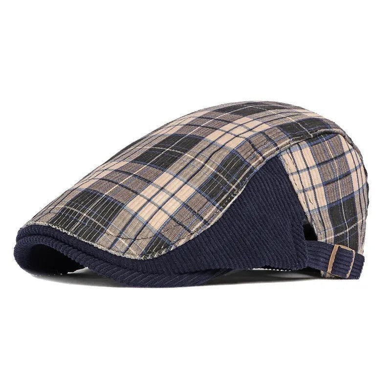 Corvin Plaid Corduroy Adjustable Flat Cap