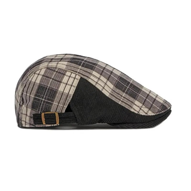 Corvin Plaid Corduroy Adjustable Flat Cap