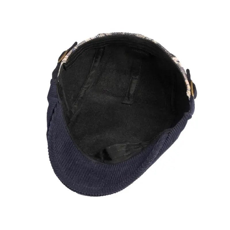Corvin Plaid Corduroy Adjustable Flat Cap