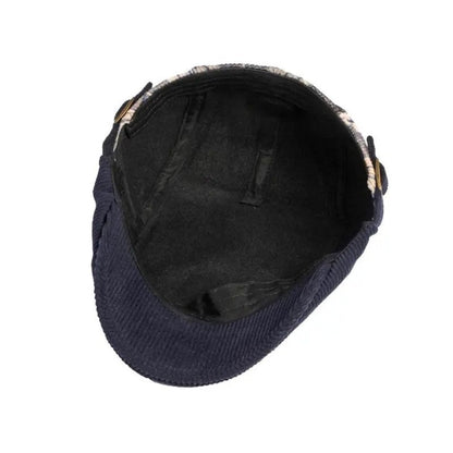 Corvin Plaid Corduroy Adjustable Flat Cap