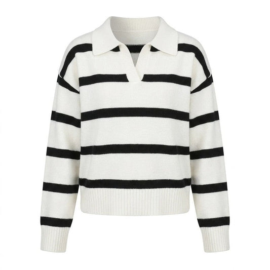 Doriana Striped Knit Polo Sweater