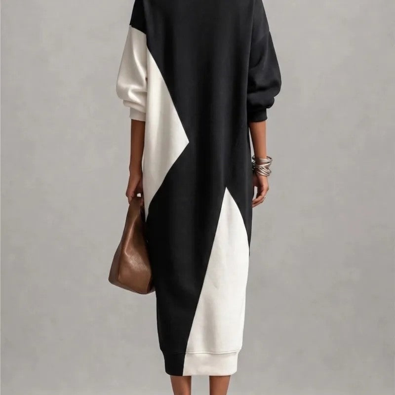 Elise Colorblock Knit V-Neck Maxi Dress