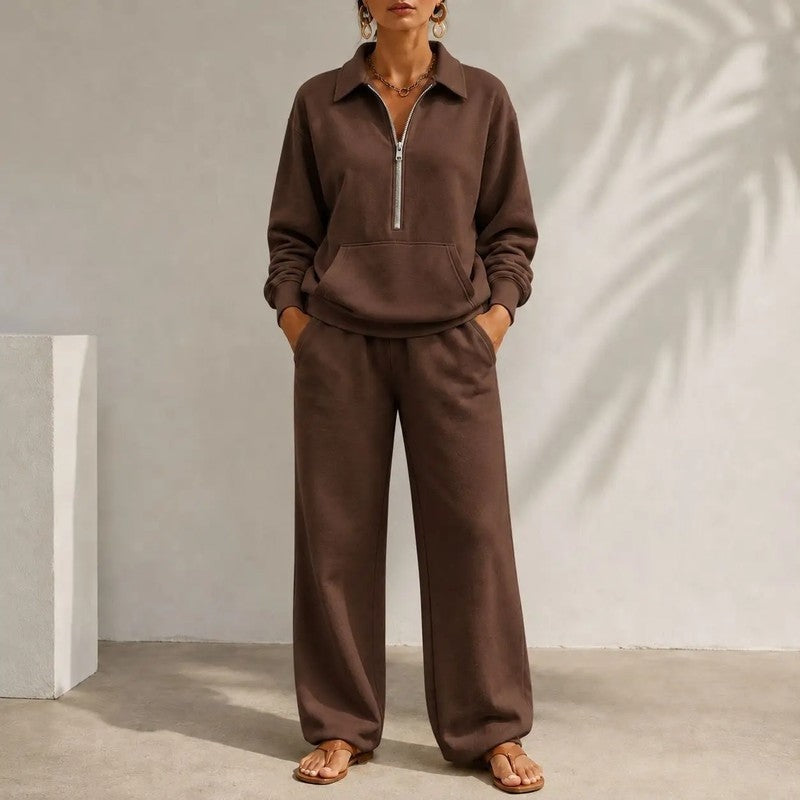 Eloria Relaxed Zip Collar Lounge Set