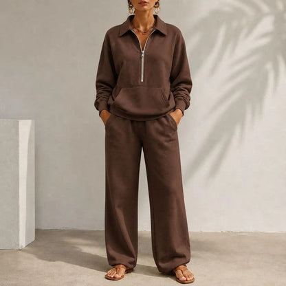 Eloria Relaxed Zip Collar Lounge Set