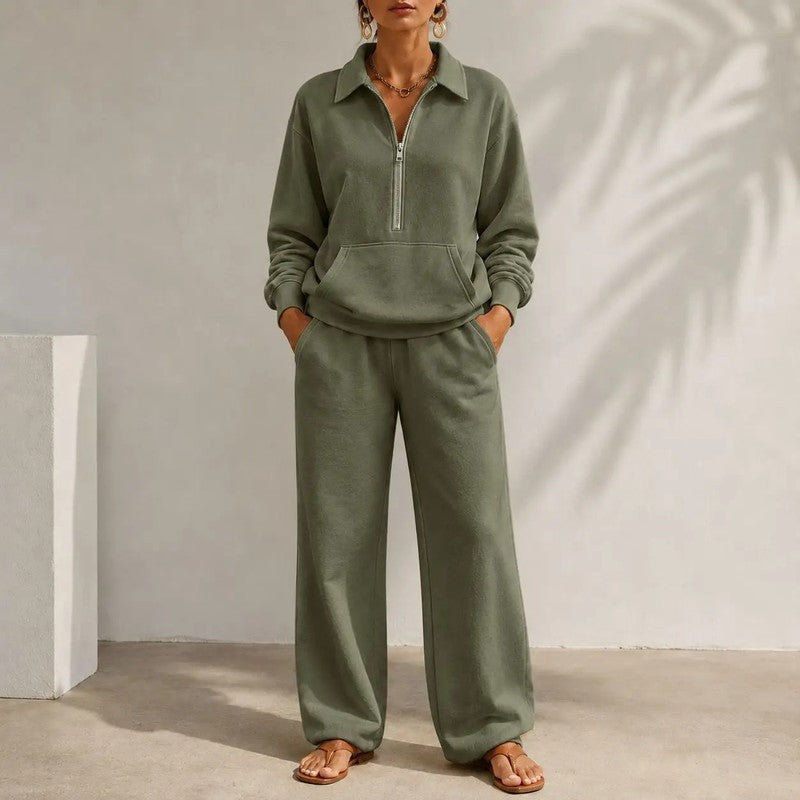 Eloria Relaxed Zip Collar Lounge Set