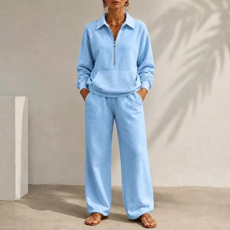 Eloria Relaxed Zip Collar Lounge Set