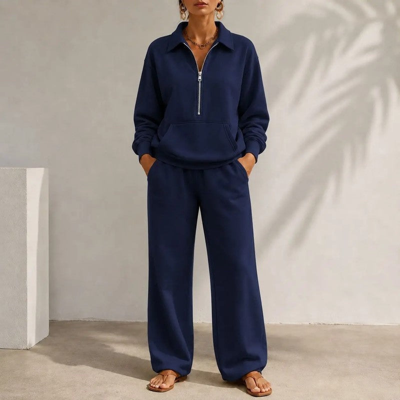 Eloria Relaxed Zip Collar Lounge Set