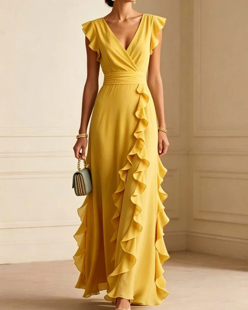 Eloria Ruffle Wrap Maxi Dress