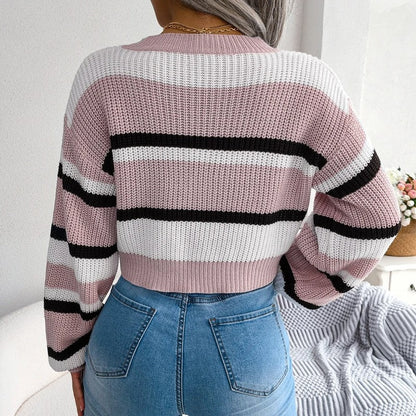 Eloria Striped Knit Cropped Sweater