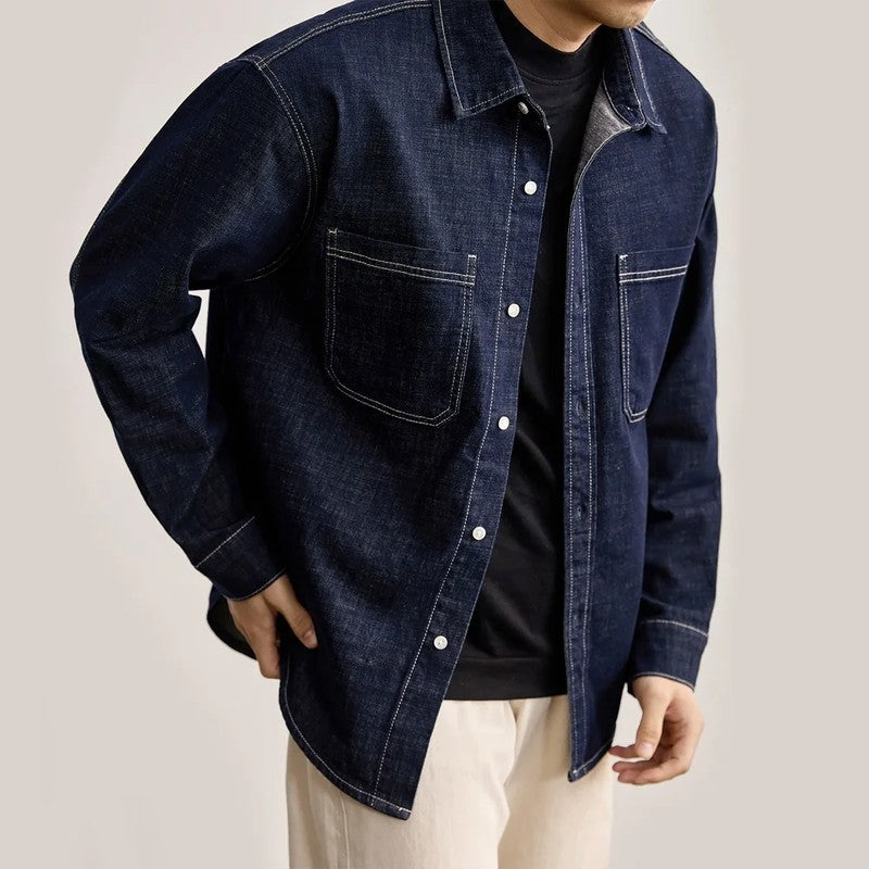 Plus Size Elsten Relaxed Selvedge Denim Overshirt