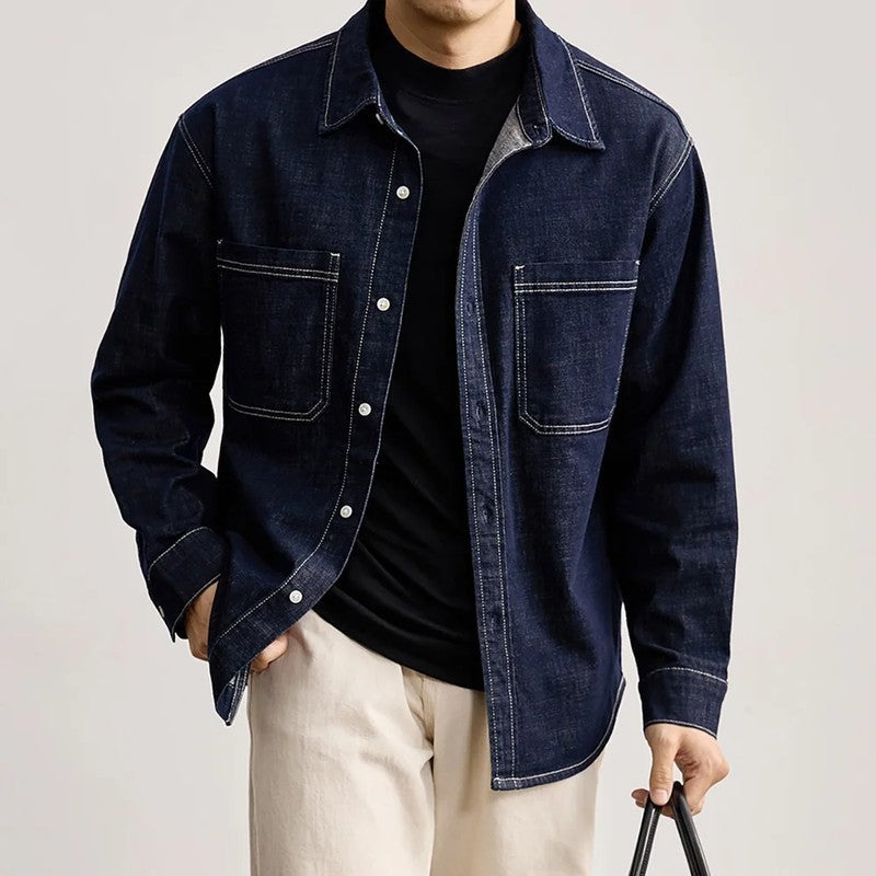 Plus Size Elsten Relaxed Selvedge Denim Overshirt