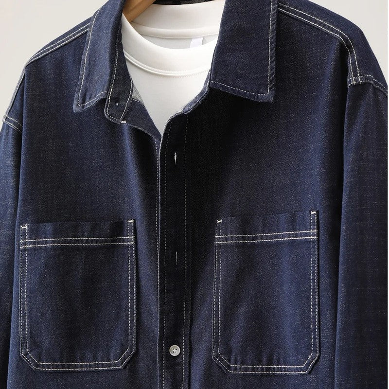 Plus Size Elsten Relaxed Selvedge Denim Overshirt