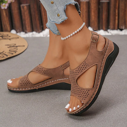 Elvani Perforated Slingback Comfort Sandals