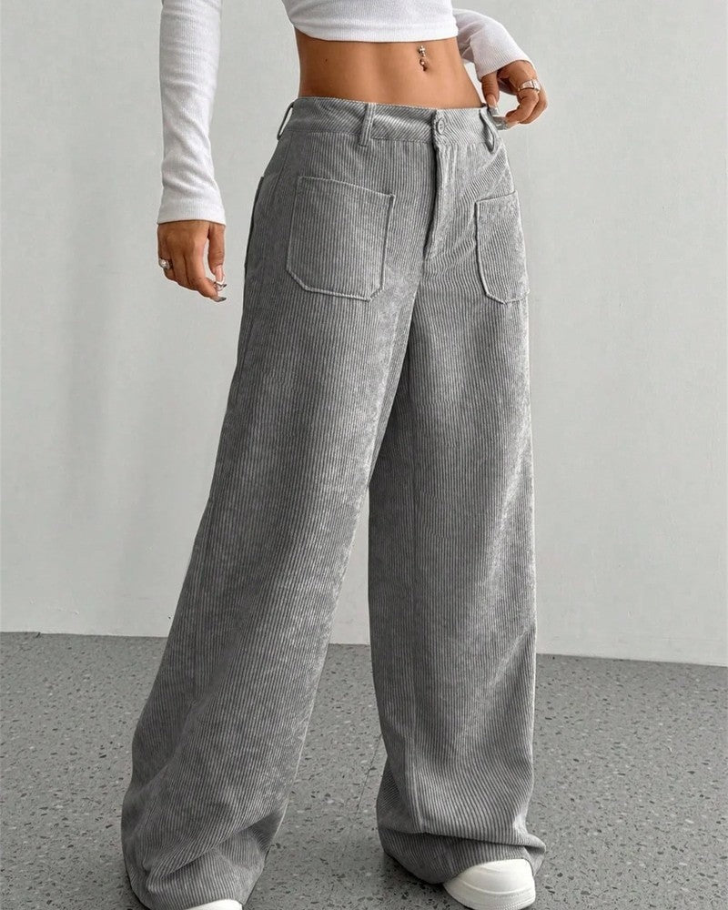 Elvica Wide-Leg Corduroy Relaxed Pants