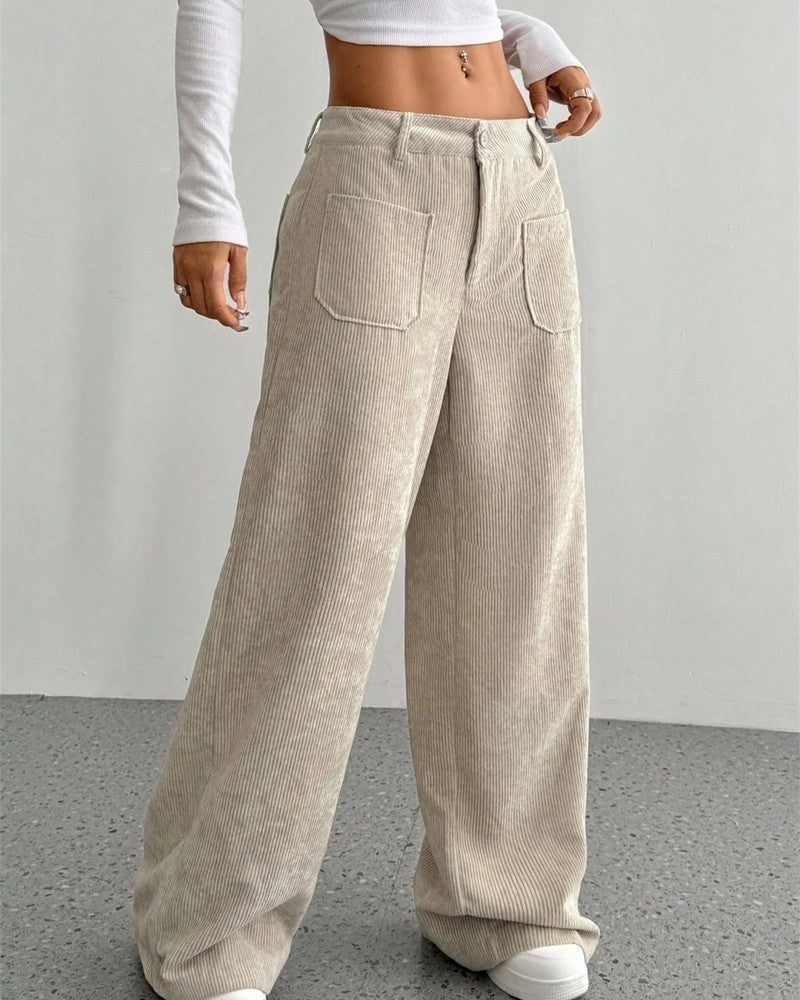 Elvica Wide-Leg Corduroy Relaxed Pants