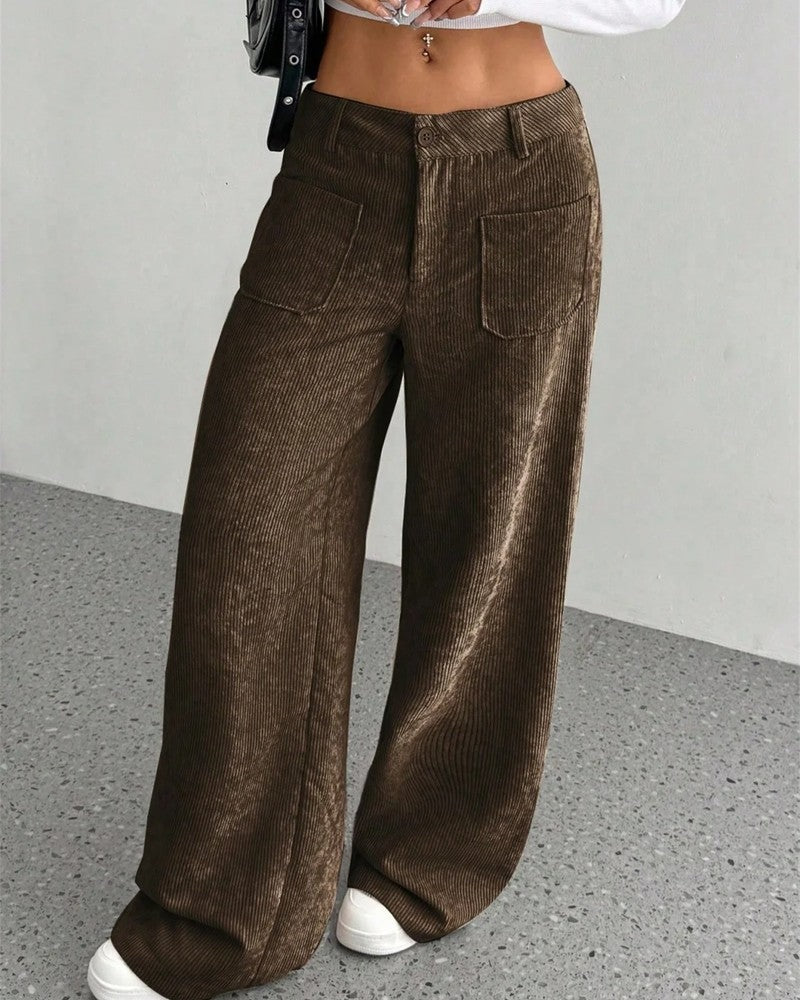 Elvica Wide-Leg Corduroy Relaxed Pants